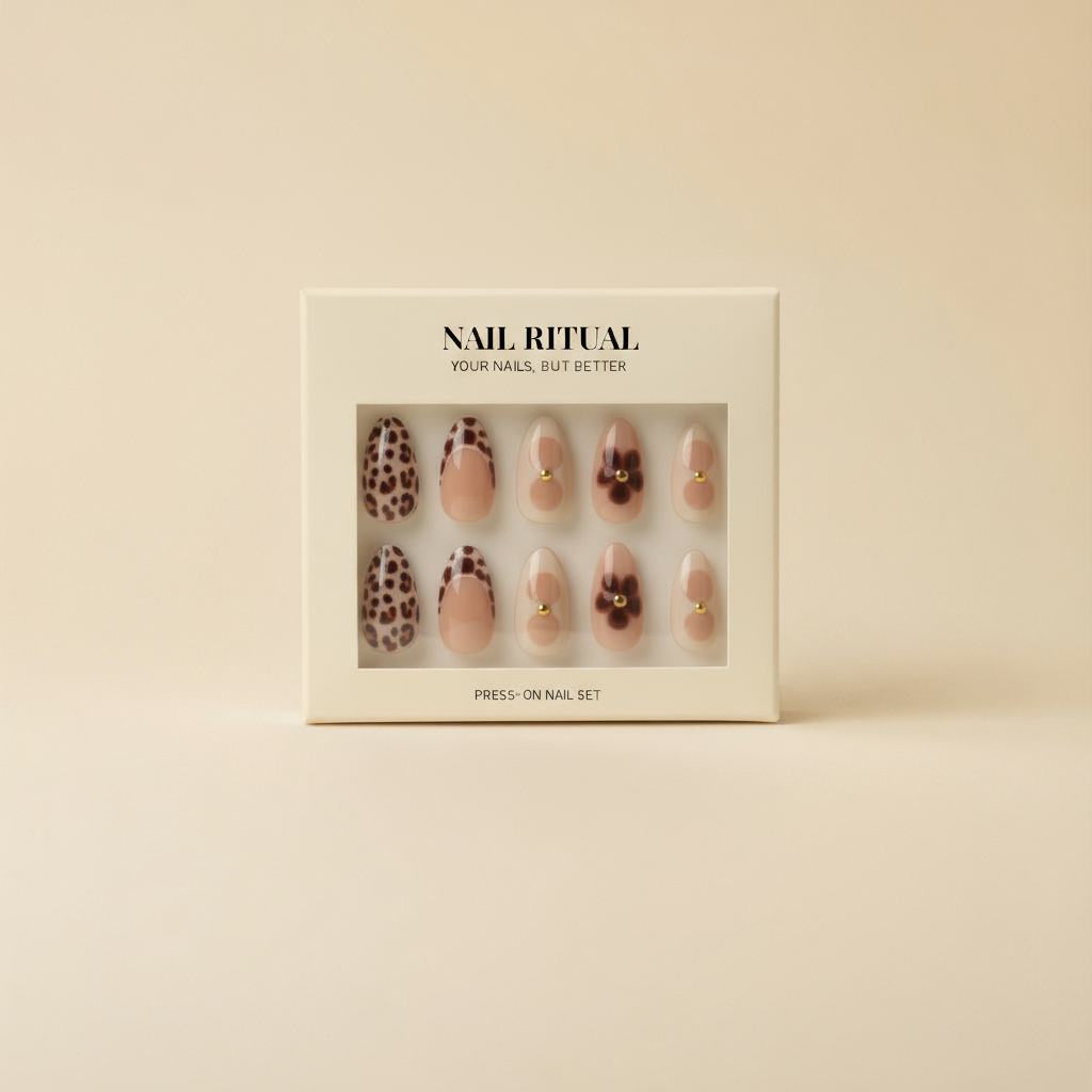 Dots and Flowers Press-On Nails | Almond