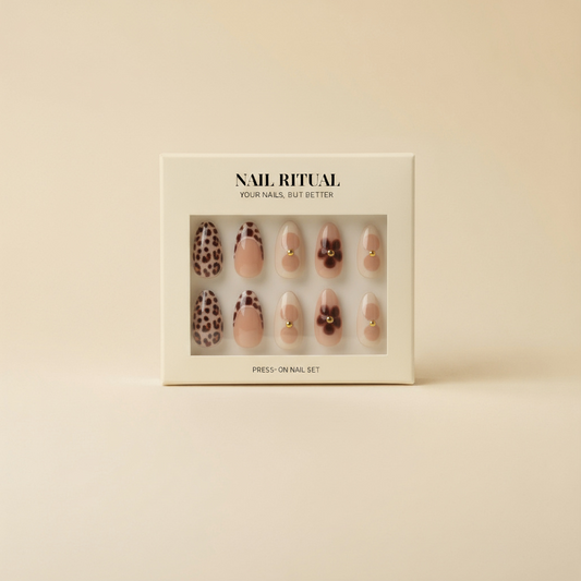 Dots and Flowers Press-On Nails | Almond